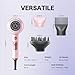 Wavytalk Hair Dryer with Diffuser, Blown Away Ionic Blow Dryer for Curly Hair with Comb, 1875W Fast Drying Hair Dryer with Ceramic Technology, 3 Attachments for All Hair Types, Light and Quiet, Pink