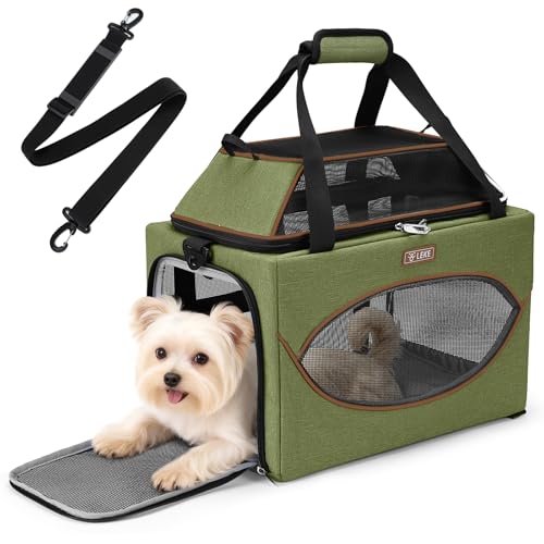Lekereise Top-Expandable Pet Carrier 18x11x11Inch Delta American United Airline Approved Underseat to 15lbs Stable Car Travel Carriers for Small Dogs Cats with Locking Safety Zippers Anti-Scratch Mesh by Lekereise - Used condition - US$37.24