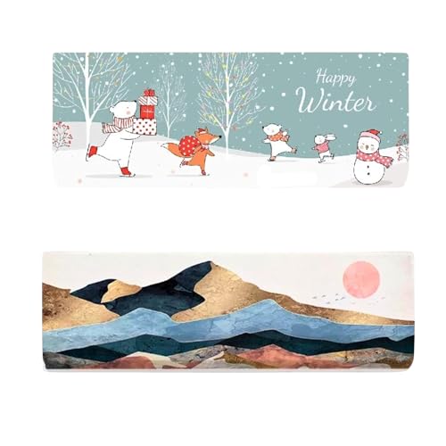 Image of Printed Split Ac Cover Combo Indoor Unit For 1.5 Ton Capacity AC, Inner Unit Ac Cover, All Weather Cover /Attractive Digital Prints /Dustproof /Water Resistant (Happy Winter & Mountain)