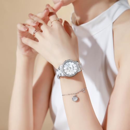 Image of OLEVS Gold Watches for Women Original Luxury Small Square Diamond Wrist Watch Analog Quartz Stainless Steel Waterproof Stylish Ladies Watch Date