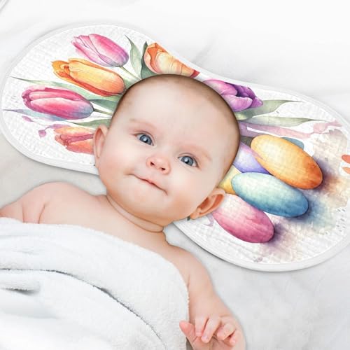 J JOYSAY Tulips Egg White Baby Burp Cloths for Boys Girls Large 22''x11'' Cotton 4 Layer Baby Washcloths for Baby Babies one sizex24
