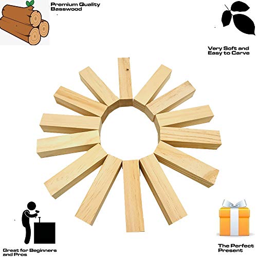 Fycooler 14Pcs Basswood Carving Blocks, Whittling Blocks Basswood For Craft, Basswood Carving Wood For Beginner To Expert Wood Carving Diy Wood Craft Woodworking-1X1X4" #TOP2