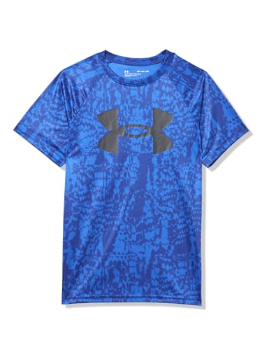 Under Armour Boys Tech Big Logo Printed Short-Sleeve T-Shirt, (404) Royal / / Black, Large