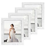 iRahmen 8X10 Picture Frame Distressed White with High Definition Glass 8 X 10 Photo Frames for Desktop Display and Wall Mounting
