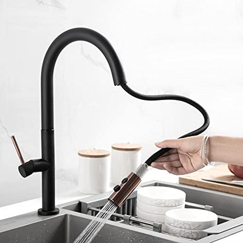 Grifos de cocina para eliminar salpicaduras con caño extraíble negro 3