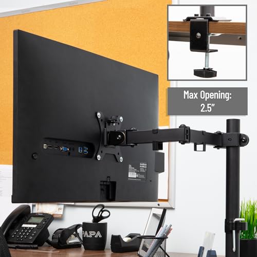 Mind Reader Single Monitor Desk Mount for 13–32 Inch Screens, Adjustable Tilt ±45°, Swivel ±90°, Rotate 180°, VESA 75x75/100x100, Holds up to 17.6 lbs, Cable Management, Quick Release, Black by Mind Reader - Used condition - Image 7