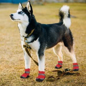 Sapatos para cães grandes e médios botas para cães com forro quente com alças ajustáveis e sola anti