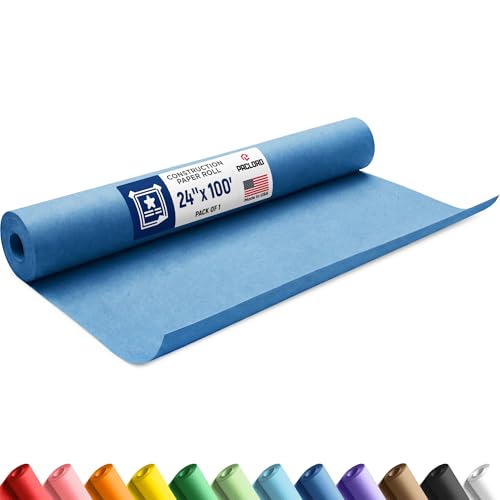 24" x 1200" (100 ft) Dark Blue Construction Paper Roll, (Pack of 1 Roll, Dark Blue Color)  Made in USA Construction Kraft Paper Roll for School Projects  Color Paper for Crafts, Art Paper