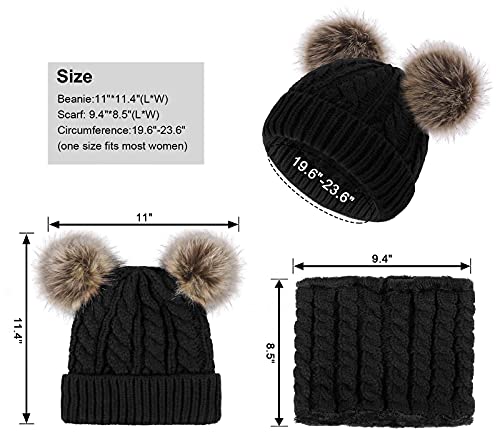 Image of Arctic Paw Womens Super Soft Warm Chunky Cable Faux Fur Pompom Knit Beanie Hat