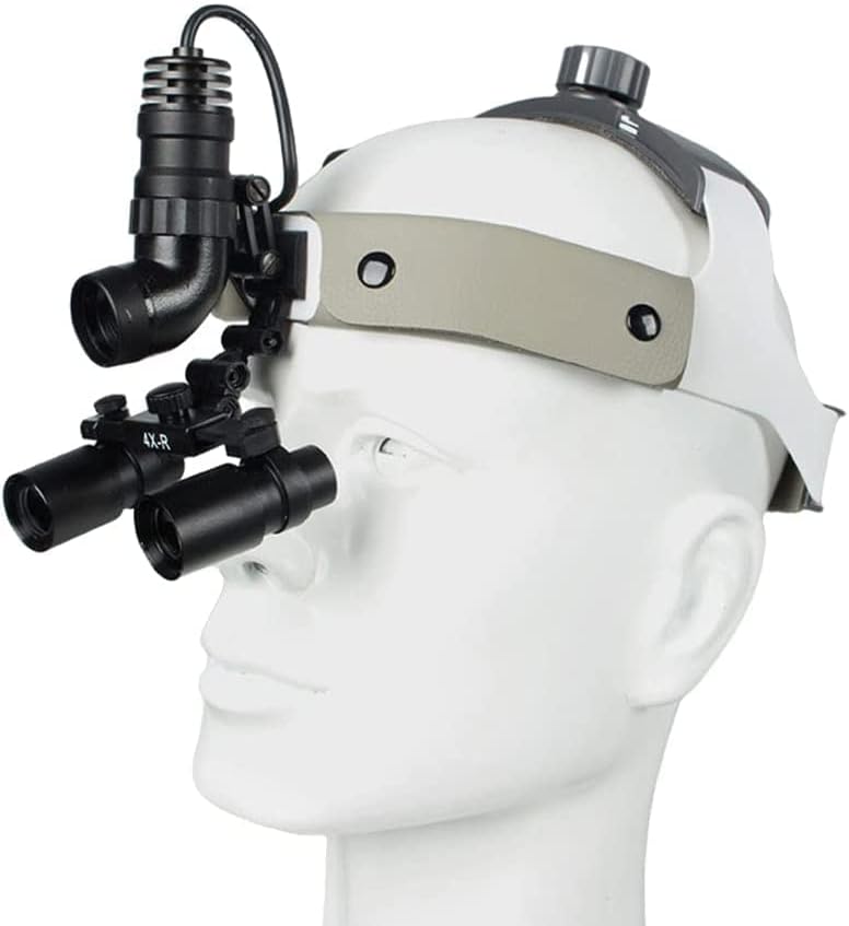 4X Dental Loupe, Surgical Headband Binocular Loupes, Portable 5W LED Headlight, 280-600mm Working Distance Optical Glass, for Dental, Surgical, Jeweler, or Hobby