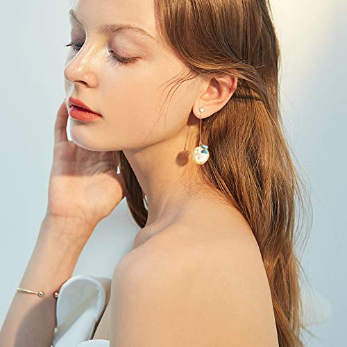 Foessd Butterfly Earrings - Summer Lightweight Butterfly Dangle Earrings Jewelry Pearl Flower Handmade Wire Wrap Gold Drop Earring Cottagecore Bridesmaid Wedding Beach Birthday Gifts For Women Girls #TOP1