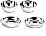 TreegoArt Juego de 2 Cuencos de Acero, Cuenco Grande para Verduras de 250 ml, Platose para Servir Vati Katori, Paquete de 2