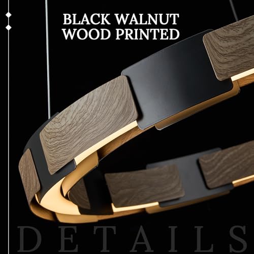 Image of LED Ring Chandelier Dimmable Black Wood Chandeliers for Dining Room