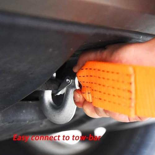 Image of Car Towing Rope Emergency Tow Pull Rope Snatch Strap for Car || Heavy Duty Car Towing Belt 3 Mtr Long with 2pc Heavy Duty Clamps /D Shackles (Orange 3 Tone)