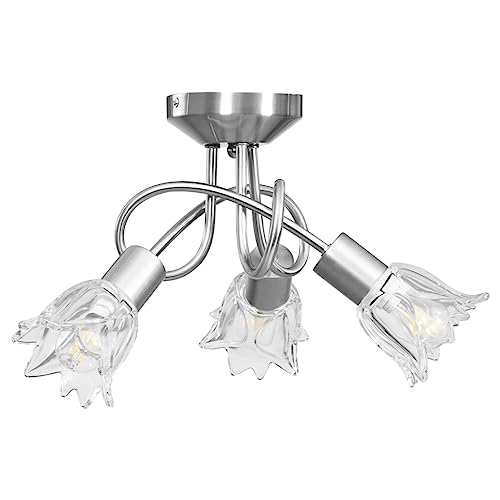 Plafonnier luminaire acier chromé 3 ampoules E14 pour éclairage intérieur