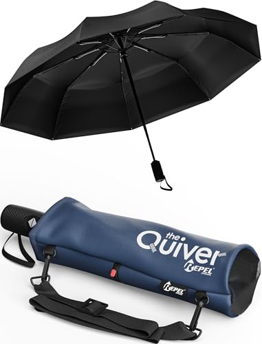 Image of Repel Windproof Travel Umbrella - Compact & Withstands Winds up to 100MPH, Strongest Premium Auto Folding Umbrella for Rain and Sun - Durable, Light & Portable for Women & Men, Fits Backpacks & Cars