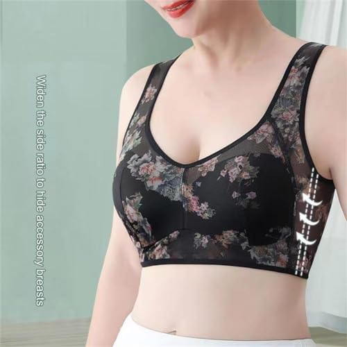 DAMYTION ElleBloom - Ice Silk Lace Kühlender Komfort-BH, Knopfloser Komfort-BH, Nahtloser Drahtloser Push-Up-BHs für ältere Menschen, 2 Stück, A, XXX-Large