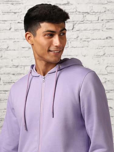Image of Nobero Classic Zipper Hoodie for Men | Zip Up Hoodies for Men | Regular Fit | Full Zip Closure | Drawstring Hood | Zipped Hooded Sweatshirt | Cotton Rich Zipper Fleece Hoodie