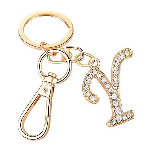 Ousyaah Porte-Clés avec Pendentif Lettre A-Z Initiale Trousseau de Clés 26 Lettres Cristal Pendentif Porte-clés Initiale Chaîne Clé pour Femmes, Enfants, Homme (Y) Cover