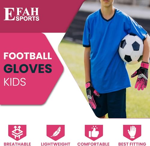 Soccer Goalkeeper Gloves for Kids Boys Children Youth Football Goalie Gloves with Super Grip Protection Palms (Size 5 Suitable for 9 to 12 Years Old, Pink)
