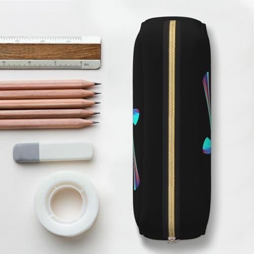 Image of Cute Initial Pencil Case for Kids Simple Leather Pencil Pouch for Boys Girls Letter Design Pencil Box Pen Bag Pencil Pouch Office Stationery Organizer, Rainbow Letter X