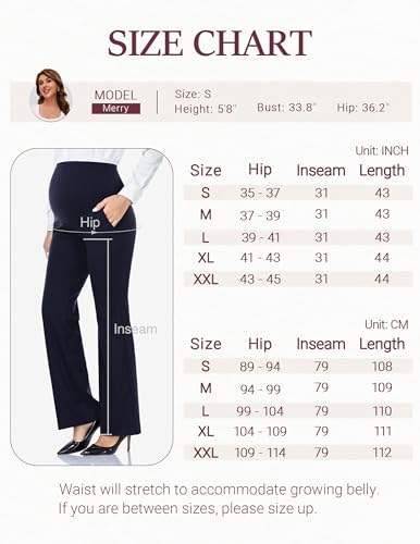 Amposh Women'S Maternity Bootcut Work Pants With Pockets Flare Yoga Pants For Workout And Daily Wear thumb #5