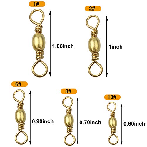 Baril de pêche pivotant haute résistance anti-vrillage en cuivre 1# Doré - 3