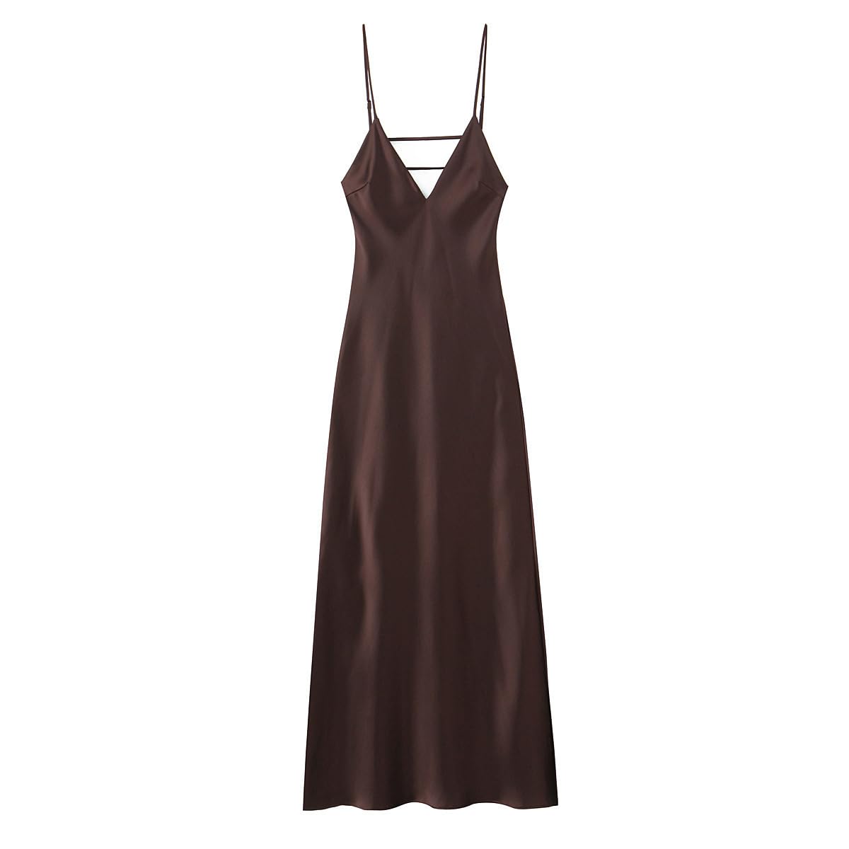 Abito Sottoveste Lungo Da Donna In Raso con Scollo A V e Schiena Scoperta Elegante Abito Da Festa Lungo con Spalline Sottili Abito Da Sera Sexy per Invitata A Un Matrimonio Festa Estiva Tè Pomeridi