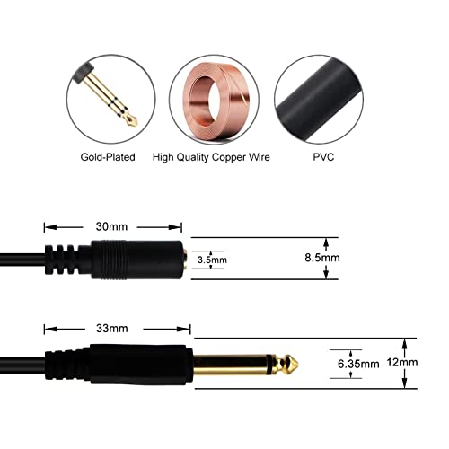 Cable extensión audio Jack 3.5mm a 6.35mm enrollado miniatura 5