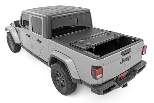 Rough Country Hard Low-Profile Tri-Fold Tonneau Cover for Jeep Gladiator JT (2020-2025) - Low-Profile Aluminum Truck Bed Cover - image 3