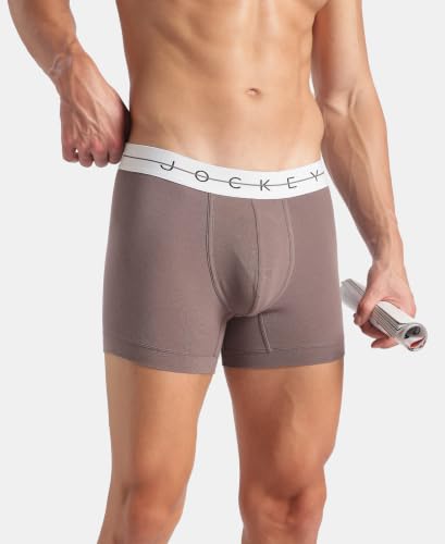 Image of Jockey NY16 Men's Super Combed Cotton Elastane Stretch Solid Trunk with Ultrasoft Waistband (Colors & Prints May Vary)