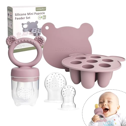 Image of LittlesJoy Baby Teething Relief teether, Breast Milk Popsicle Mold for purees .Silicone Baby Fruit Food Feeder for Safe Infant Self Feeding, BPA Freefor 3 Month+ (Dusty Lilac)