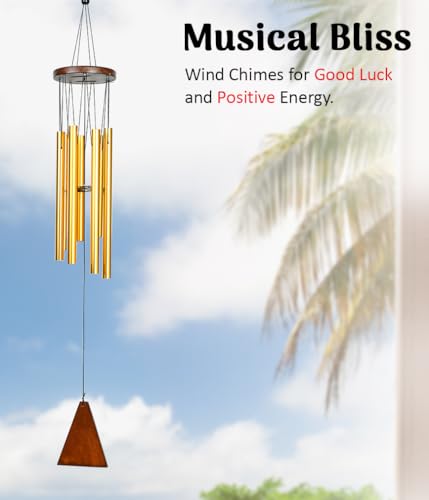 Image of ZAICUS Wind Chimes for Home Decor - Hanging Decorative Items for Balcony - Positive Energy Items for Home - Wind Chimes for Balcony (Gold 8-Pipe)