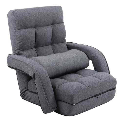 FLOGUOR 14-Position Adjustable Floor Chair Grey