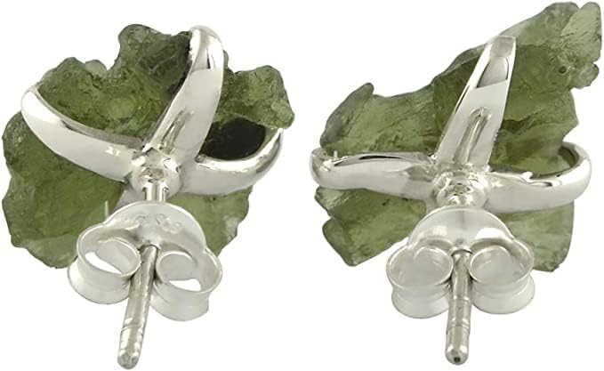 Starborn Creations Rough Moldavite Post Style Earrings - Image 5