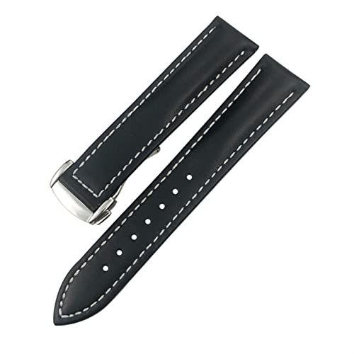 Bracelet de montre en cuir véritable 19mm agate compatible Omega Diver 300