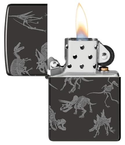 Encendedor Zippo Dinosaur Skeletons Negro Brillante miniatura 3