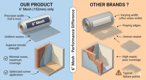 Image of Fiberglass Mesh Roll for Plastering, 110 GSM, 6 Inch x 50 Meter, Pack of 2