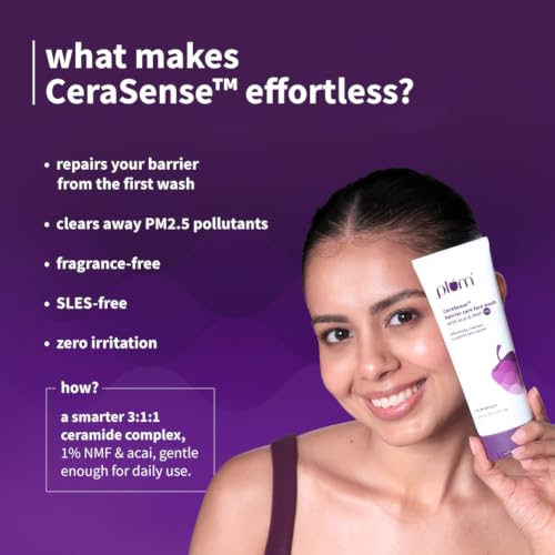 Image of Plum CeraSense Barrier Repair Moisturizer 50g + Face Wash 50ml | Ceramides & Peptides | 72-Hr Moisturization | Gentle, Fragrance-Free & Non-Comedogenic | Dry & Sensitive Skin