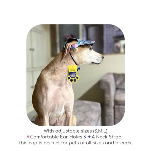 Image of A+a Pets' Stylish Baseball Cap for Dogs & Cats | Adjustable Toggle| Printed Waterproof | for Everyday, Summer, and Rainy Days (L)