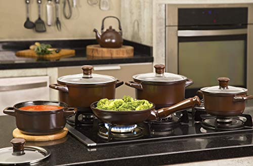 Conjunto de Panelas Cerâmica Duo Smart 5 Peças Chocolate e Brindes Ceraflame