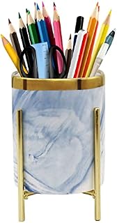 Pen Cup for Desk, Rose Gold Pencil Cup for Girls Women Durable Ceramic Multi-Purposed Desk Organizer Makeup Brush Holder for Office, Classroom, Home, Rose Gold 4.7*3.15inch