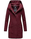 MARIKOO Damen Mantel Trenchcoat Wintermantel Übergangs Jacke Parka Lang B819 [B819-Maik-Bordeaux-Mel-Gr.S]