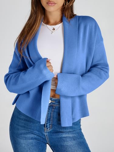 Image of Saodimallsu Womens Cropped Cardigan Open Front Shawl 2026 Fall Trendy Long Sleeve Sweater Jacket