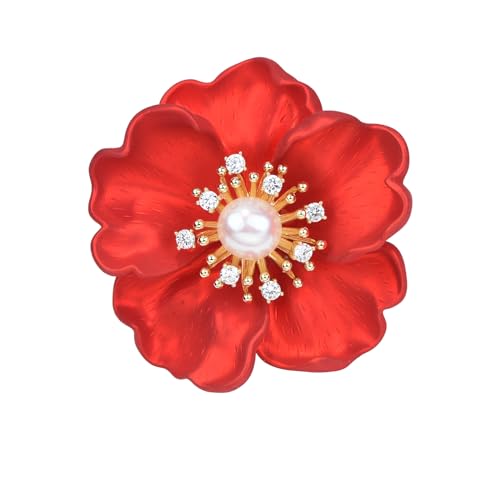 Image of Elegant Crystal Blooming Rose Flower Brooch Lapel Pin Breastpin for Women Birdal Cardigan Hat Scarf Suit Sweater Floral Pins