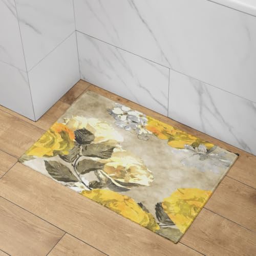 Tapis d entree interieur absorbant, paillasson design fleur 50x80cm - 4