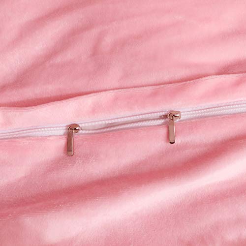 Xiyu Luxury Plush Shaggy Duvet Cover Set Ultra Soft Crystal Velvet Bedding Sets 3 Pieces(1 Faux Fur Duvet Cover + 2 Faux Fur Pillowcase) (King, Pink) #TOP7