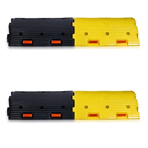 Image of ABS INDUSTRY Safety Speed Breaker 75mm PVC Road Hump Pack Of 2 Meters (2 Black and 2 Yellow Breakers)
