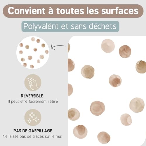 Stickers muraux enfants aquarelle pois marron TRESXICS - 5