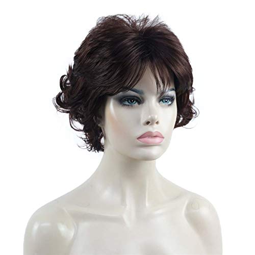 Aimole Short Curly Synthetic Wigs Full Capless Hair Women's Thick Wig for Everyday (33 Dark Auburn)